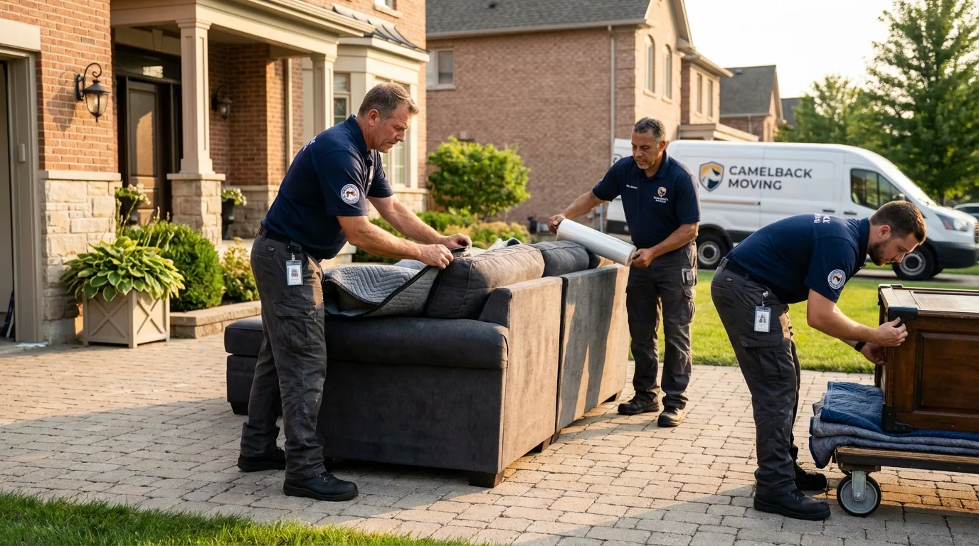 Large estate moving crew wrapping furniture in Robbins, NC